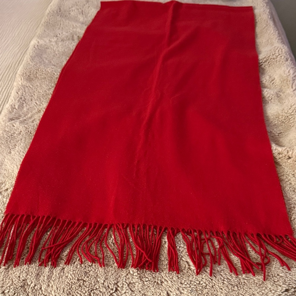 Red Fringe Scarf 80in x 21in